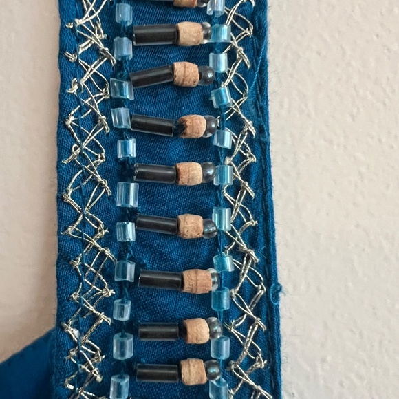 French Connection Size 10 Ocean blue silk camisole with beading throughout. - Picture 5 of 16